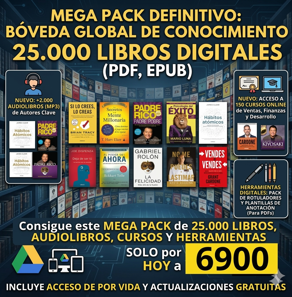 MEGAPACK MAESTRO 25.000 LIBROS + BONOS VIP ¡Tu Biblioteca de Éxito Instantánea! 📚
